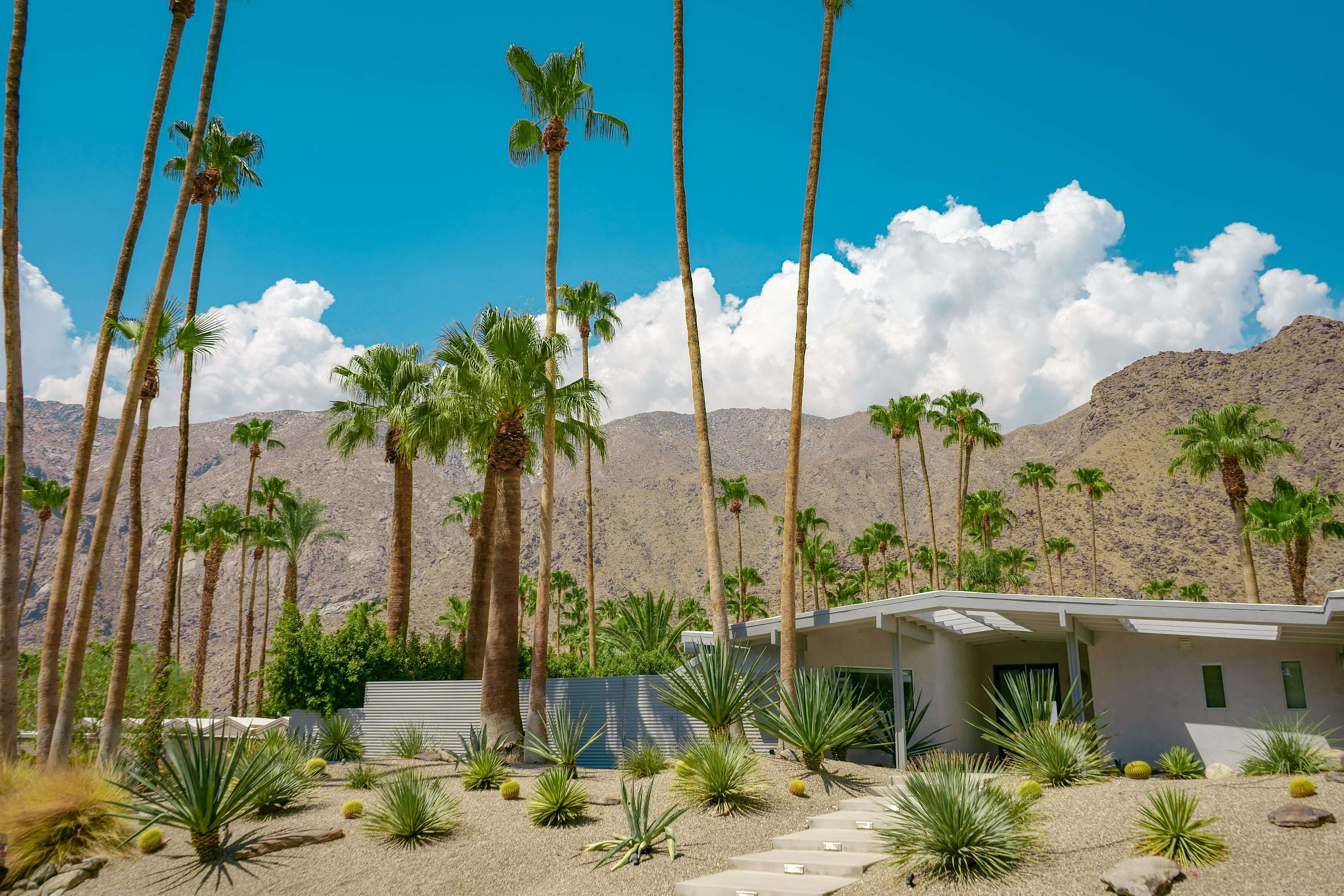 View of mid century modern architecture typical of Palm Springs real estate